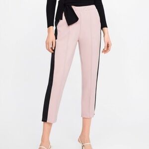ZARA Blush Pink Capris Pants With Black Side Stripe
